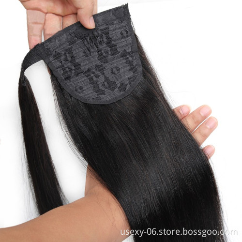 Factory Price 100% Human Hair Ponytail, Wholesale Human Hair Drawstring Ponytail, Human Hair Ponytail